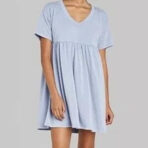 NWT Wild Fable Light Blue Terry Cloth V-Neck Babydoll Dress